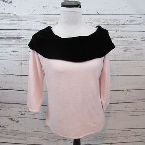 Hampshire Studio Luxelon pink sweater w/ velvet